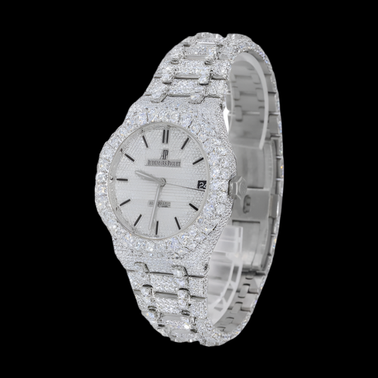 AP STAINLESS STEEL 41MM MOISSANITE DIAMOND WATCH 25CT (BIG BOY)