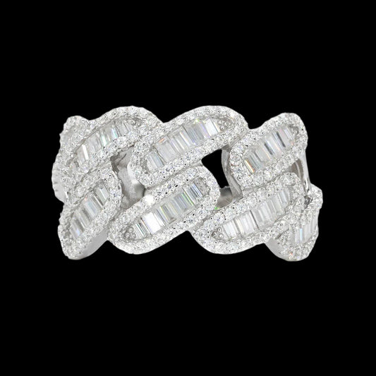 Miami Baguette Cuban VVS Moissanite Diamond Ring